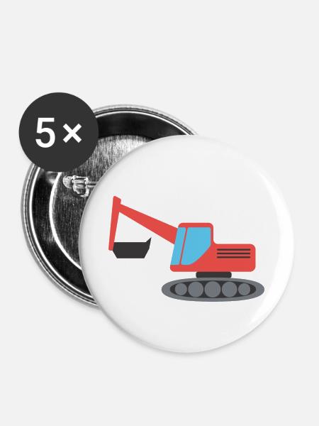 Bagger - Buttons klein 25 mm (5er Pack) - Weiß
