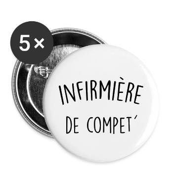 infirmiere de compet - Lot de 5 petits badges (25 mm) - blanc - Devant