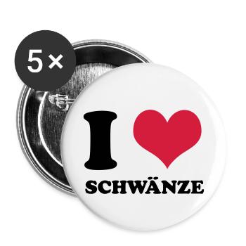 I Love Schwänze - Buttons klein 25 mm (5er Pack) - Weiß - Vorne
