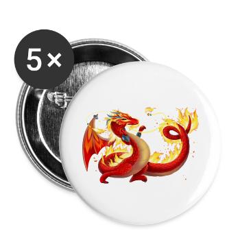 Magical fire dragon - dragon of the elements - Buttons small 1''/25 mm (5-pack) - white - Front