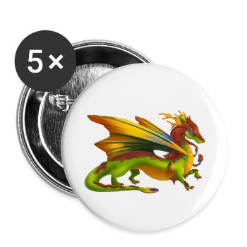 Magical Earth Dragon - Dragons of the Elements - Buttons small 1''/25 mm (5-pack) - white - Front