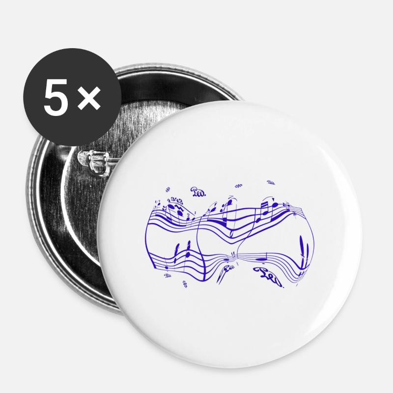 Noten Chopin - Buttons klein 25 mm (5er Pack) - Weiß