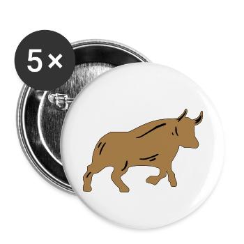 Stock market bull - Buttons small 1''/25 mm (5-pack) - white - Front