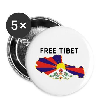 Freeware Tibet Flag - Buttons small 1''/25 mm (5-pack) - white - Front