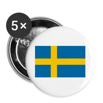 Flag of Sweden - Buttons small 1''/25 mm (5-pack) - white - Front