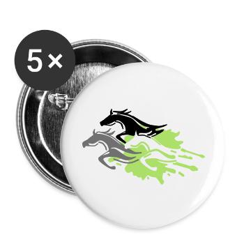 chevaux - étalon - jument - poulain - Lot de 5 petits badges (25 mm) - blanc - Devant