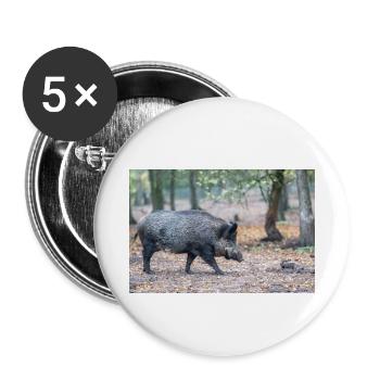 Wild boar (in german Wildschwein) Sus scrofa - Buttons klein 25 mm (5er Pack) - Weiß - Vorne