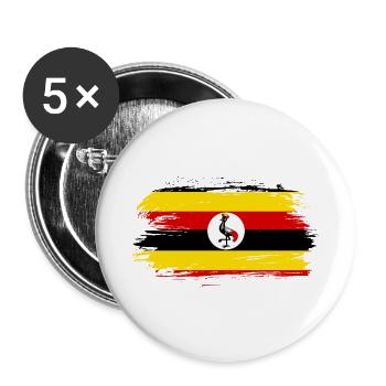 Uganda flag flag - Buttons small 1''/25 mm (5-pack) - white - Front