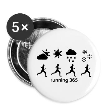 Course à pied 365 - Lot de 5 petits badges (25 mm) - blanc - Devant