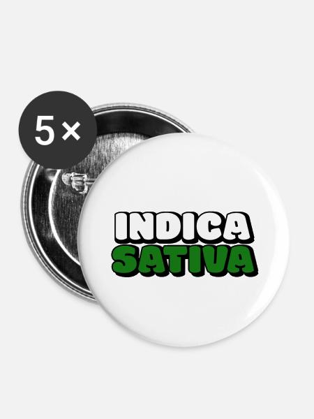 Indica Sativa - Buttons klein 25 mm (5er Pack) - Weiß