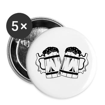 bierglas symbol bier anstoßen bierkrug - Buttons klein 25 mm (5er Pack) - Weiß - Vorne