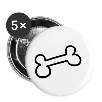 Chien dog bone Os de chien - Lot de 5 petits badges (25 mm) - blanc - Devant