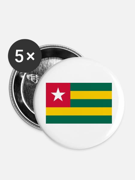 Togo-Flagge - Buttons klein 25 mm (5er Pack) - Weiß