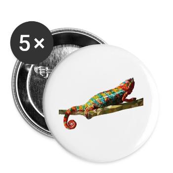 Chameleon Polygone design Reptile Idée cadeau - Lot de 5 petits badges (25 mm) - blanc - Devant