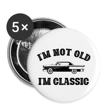 Birthday young at heart age aging classic cars - Buttons small 1''/25 mm (5-pack) - white - Front