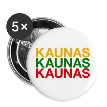 KAUNAS Lithuania Flag Litauen - Buttons small 1''/25 mm (5-pack) - white - Front