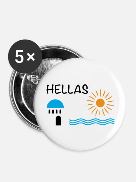 Hellas - Buttons klein 25 mm (5er Pack) - Weiß