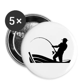 Pêcheur dans le bateau - Lot de 5 petits badges (25 mm) - blanc - Devant