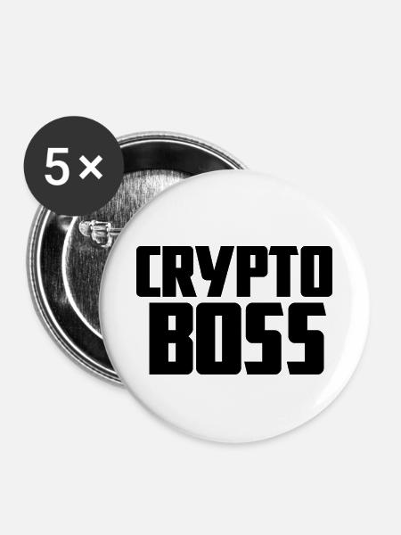 Crypto Boss - Buttons klein 25 mm (5er Pack) - Weiß