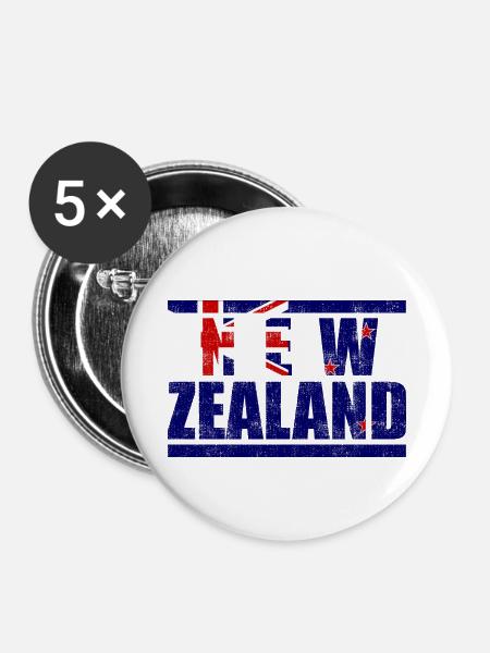 Neuseeland - Buttons klein 25 mm (5er Pack) - Weiß