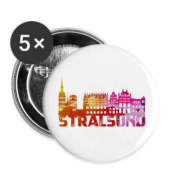 Hansestadt Stralsund Silhouette Skyline Ostsee B - Buttons klein 25 mm (5er Pack) - Weiß - Vorne