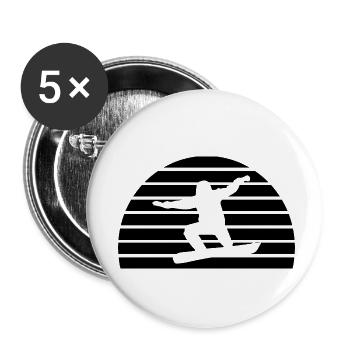 Snowboard Snowboarder - Lot de 5 petits badges (25 mm) - blanc - Devant