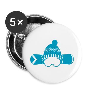 Snowboard Snowboarder - Lot de 5 petits badges (25 mm) - blanc - Devant