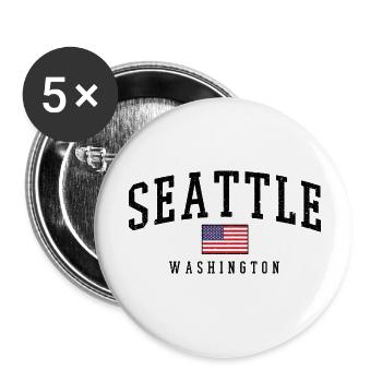 Seattle Washington USA - Buttons klein 25 mm (5er Pack) - Weiß - Vorne