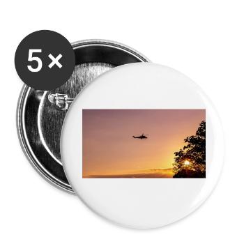 military helicopter in the sky - Buttons small 1''/25 mm (5-pack) - white - Front