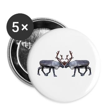 Renne des fjords à la rencontre – Motifs artistiques de la nature - Lot de 5 petits badges (25 mm) - blanc - Devant