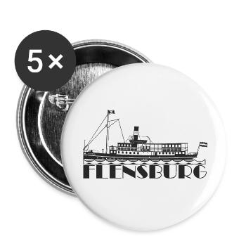 Alexandra Flensburg, Salondampfer Flensburg - Buttons klein 25 mm (5er Pack) - Weiß - Vorne