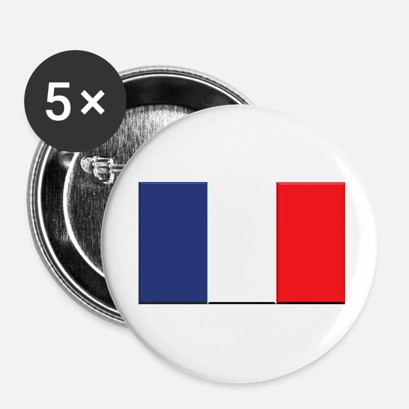 French flag - Buttons small 1''/25 mm (5-pack) - white
