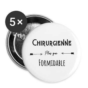 Chirurgienne plus que formidable humour citation - Lot de 5 petits badges (25 mm) - blanc - Devant