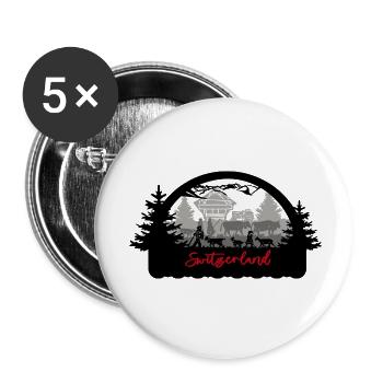 Switzerland Scherenschnitt - Buttons klein 25 mm (5er Pack) - Weiß - Vorne