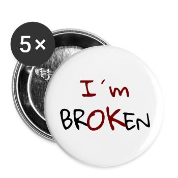I`m Broken Design - Buttons klein 25 mm (5er Pack) - Weiß - Vorne