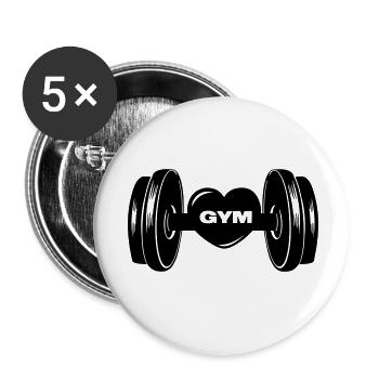 Fitness GYM dumbbel weight with heart - Buttons small 1''/25 mm (5-pack) - white - Front