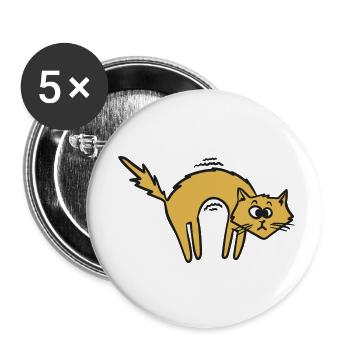 Chat cool - Lot de 5 petits badges (25 mm) - blanc - Devant