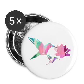 kolibri ,aquarell, lotus,vogel, malerei,blume - Buttons klein 25 mm (5er Pack) - Weiß - Vorne