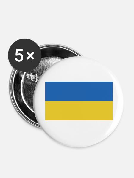 Ukraine Flagge - Buttons klein 25 mm (5er Pack) - Weiß