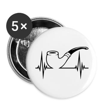 Tabakpfeife Puls Herzschlag - Buttons klein 25 mm (5er Pack) - Weiß - Vorne