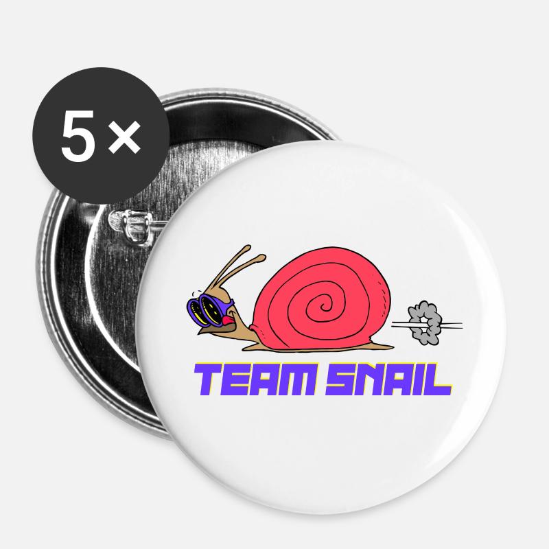 Team Schneckenlauf - Buttons klein 25 mm (5er Pack) - Weiß