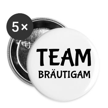 Team Bräutigam - Buttons klein 25 mm (5er Pack) - Weiß - Vorne