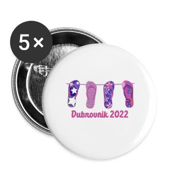 Dubrovnik 2022,flip flops,summer,Dubrovnik,jga - Buttons small 1''/25 mm (5-pack) - white - Front