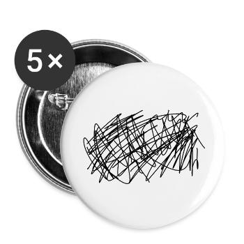 Gekritzel Schwarz Sauklaue Gezeichnet - Buttons klein 25 mm (5er Pack) - Weiß - Vorne
