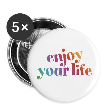 enjoy your life enjoy your life rainbow hygge - Buttons small 1''/25 mm (5-pack) - white - Front