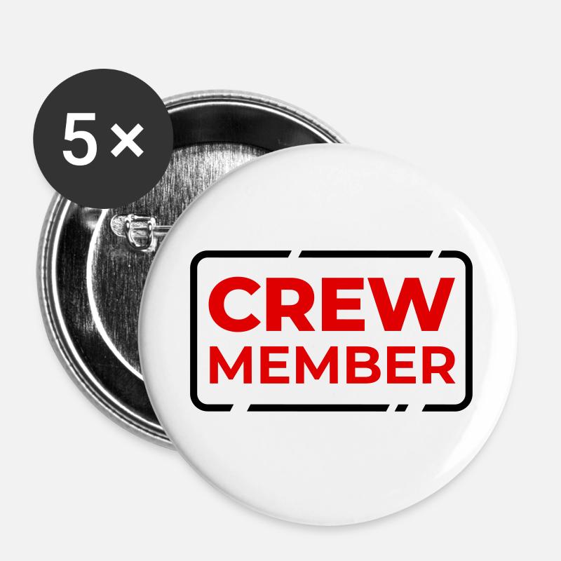 CREW Member Team Staff Group Team Colleague - Buttons small 1''/25 mm (5-pack) - white