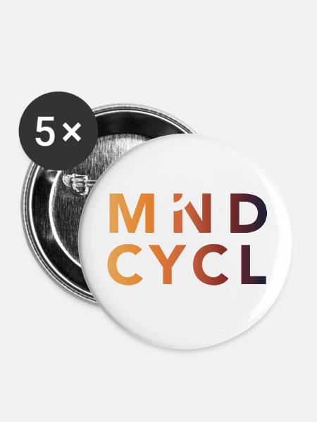 MindCycl Logo Rechteck Colour Gradient - Buttons klein 25 mm (5er Pack) - Weiß