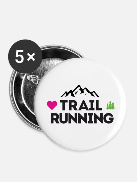 Ich liebe Trailrunning - Buttons klein 25 mm (5er Pack) - Weiß