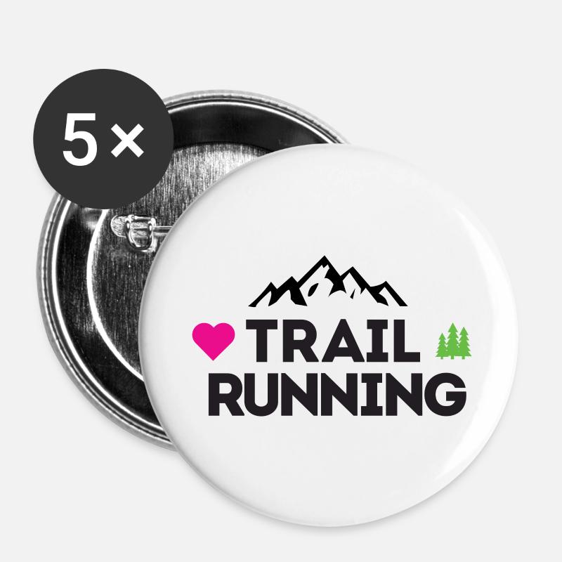 Ich liebe Trailrunning - Buttons klein 25 mm (5er Pack) - Weiß