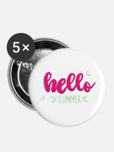Hello Summer - Wassermelone - Buttons klein 25 mm (5er Pack) - Weiß